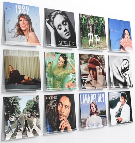 Laurensory Vinyl Record Wall Mount Shelves, 12 inch Vinyl Holder, 12 Pack