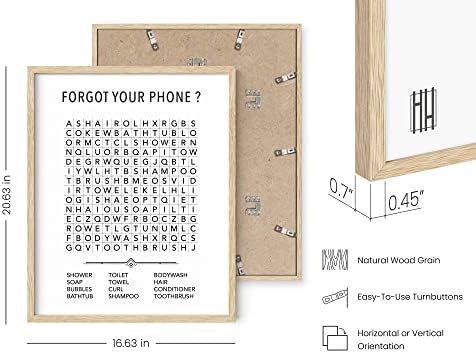 HAUS AND HUES Funny Bathroom Decor – Word Search Print for Kids’ Washroom, Guest Restroom Humor Poster, Whimsical Home Accent (16x20, Beige Frame)