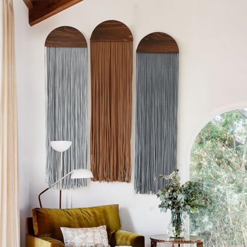 3Pcs Macrame Wall Hanging Handmade Boho Decor Yarn Craftsmanship 10"W*40"L