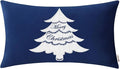 BRAWARM Christmas Pillow Cover 12 X 20 Inches, Navy Blue Christmas Tree Embroidered Lumbar Pillow Cover, Soft Velvet Decorative Throw Pillow for Couch Bed Sofa Living Room Home