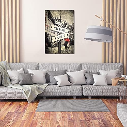 A&T ARTWORK Couple's Street Signs Canvas Prints Gift,includes Names and the Date Unique Gift for the Anniversary.24X36 inches