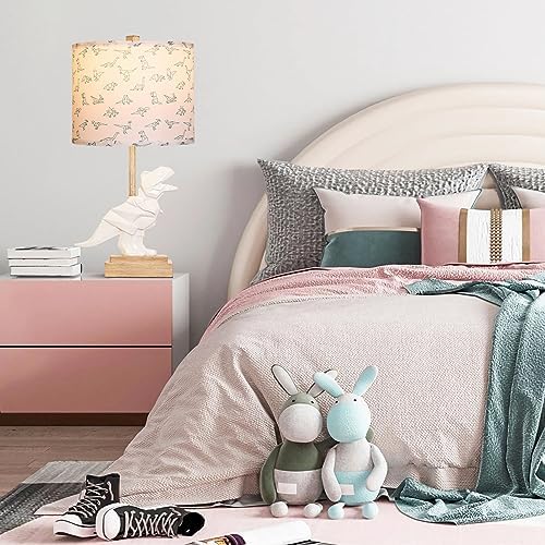 Hamucd Kids Dinosaur Table Lamp for Boys Girls Bedroom 23" Bedside Lamp for Children Gift Cute Small White Nightstand Lamp for Nursery(LED Bulb Included)