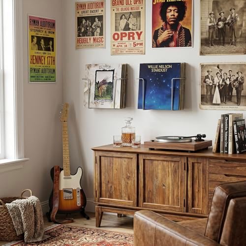 MyGift Set of 2 Silver Metal Wire Vinyl Record Wall Mounted Display Racks