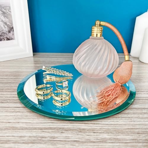 Plymor 8 inch Round, 5mm Thick, Beveled Glass Mirror Circle, Pack of 24 | Table display & centerpieces; includes felt pads to protect surfaces; mosaics, crafts & DIY; silvered glass
