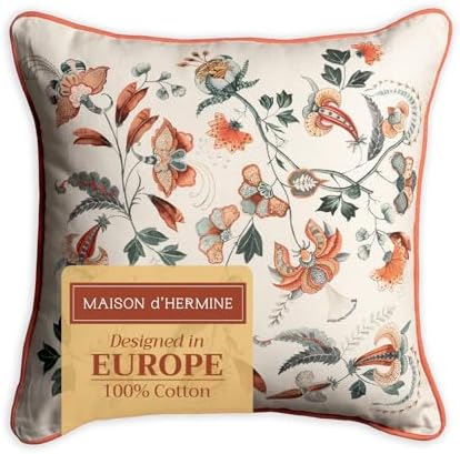 Maison d' Hermine Throw Pillow Covers 100% Cotton (20" x 20" - Pack of 1)