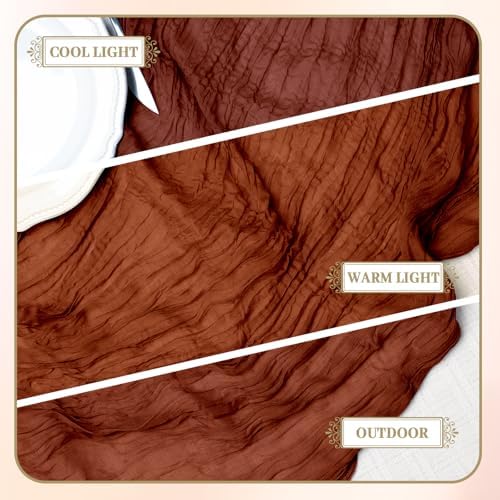 Le courant 6pcs 10Ft Cheesecloth Table Runner, Rustic Boho Gauze Cheese Cloth Runner Table Runner for Weddings Bridal Baby Shower Birthday Holiday Parties Home Decor, Terracotta