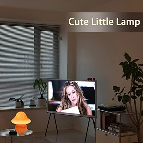 HEQET Mushroom Lamp Orange Glass Mushroom Table Lamp for Bedrooms, Living Room, Aesthetic Lamps for Bedroom, Cute Bedside Lamp