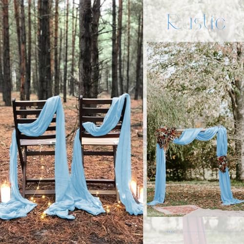 20 Pack Light Blue Table Runner 10Ft Cheesecloth Table Runner Boho Gauze Table Runner Long Cheese Cloth Table Runner Romantic Sheer Fabric Table Runners for Wedding Party Bridal Shower