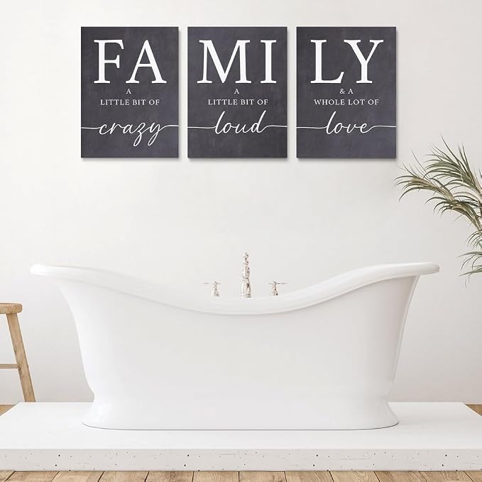GUBIYU Home Wall Decor for Living Room & Dining Room - Family Sign Prints - Farmhouse & Family Decor - Large Entryway - Grey Wall Art Set of 3 - 24"X36"