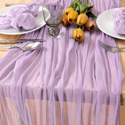 12 Pack Lilac Purple Cheesecloth Table Runner 10ft Boho Table Decor