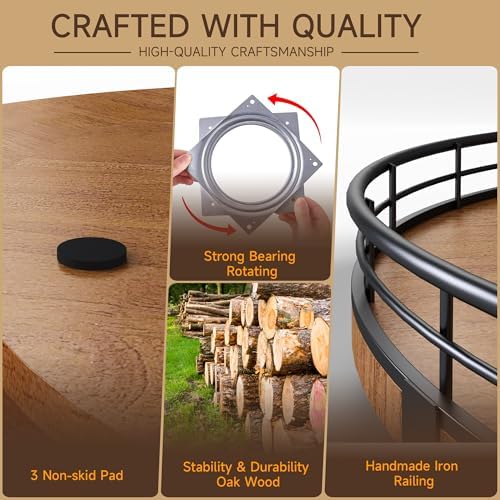 AMH 21-Inch Walnut-Finish Wooden Lazy Susan Organizer for Dining Table