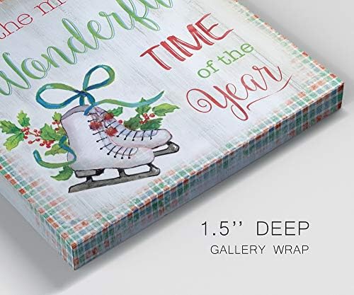 Renditions Gallery Canvas Wall Art for Christmas Decorations Most Wonderful Time of the Year Abstract Artwork for Living Room Office Home Kitchen Decor - 32"X32" LT05