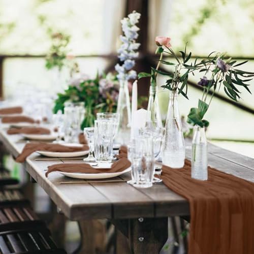 20 Pack Cheesecloth Table Runner 17 x 108 Inch, Brown