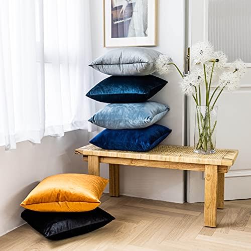 Home Brilliant Velvet Decorative Throw Pillow Cover Cushion Cover Pillow Case for Sofa Couch Chair Bed (24" x 24", G-Silver Grey)