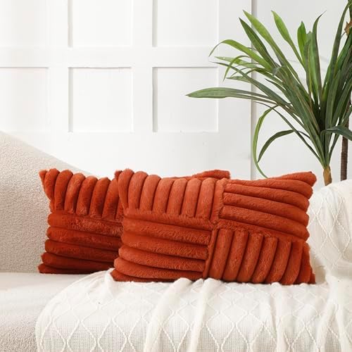 All Smiles Burnt Orange Terracotta Rust Throw Pillow Covers 18x18 Set of 2