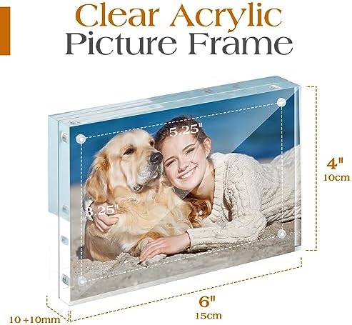 TWING 4x6 Acrylic Frame 3 Pack,20MM Thicker Frameless Clear Picture Frames
