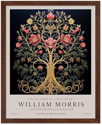 Poster Master William Morris Poster - Tree of Life Print - Flower Art - Tree Illustration - Exhibition Artwork - Aesthetic Artwork - Great Office or Bedroom Decor - 11x14 Brown Framed