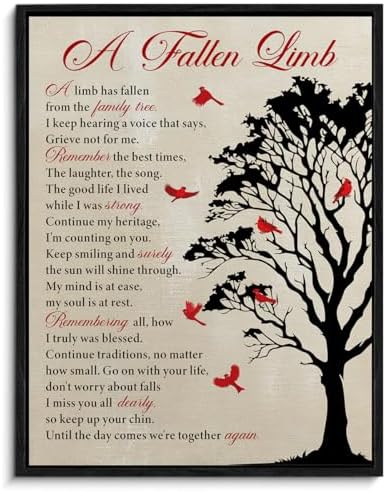 Framed Wall Art a Fallen Limb Memorial Poster Print Wall Decor | Sympathy Bereavement Gifts for Loss of Loved One Painting for Home Bedroom Decoration 11.5x15 Inches