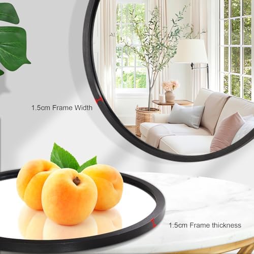 AOAOPQ Mirror for Wall Large Round Bathroom Entryway Living Room Hallway Bedroom 24 inch Black Matte Frame Mirrors Anti-Rust Hang
