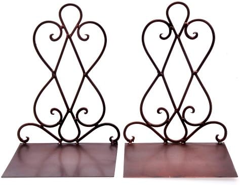 Artkingdome Vintage Metal Bookends for Heavy Books, Non-Slip Book Stoppers for Shelves, Farmhouse Decorative Holders for Office Desk, Sturdy Book Ends for Classroom Library Home, Set of 2 with Pads