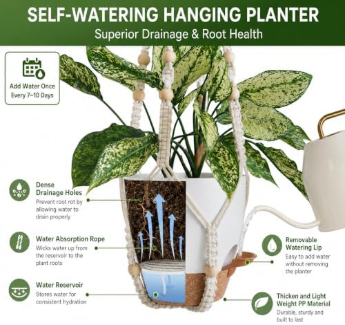 3 Pack Self Watering Hanging Planters for Indoor Plants Large 10/8/7 Inch
