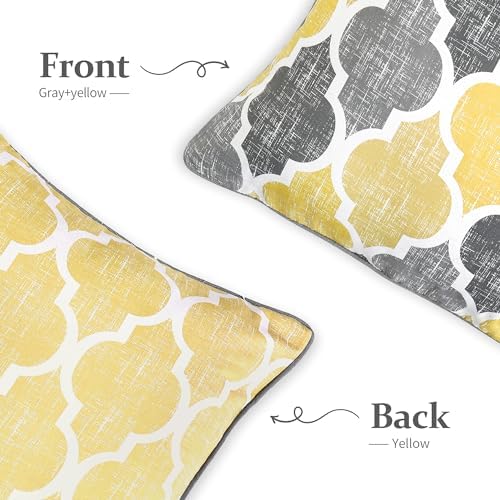 Beauoop Throw Pillow Cover 20x20 for Couch Sofa Moroccan Yellow Gray 2 Sets
