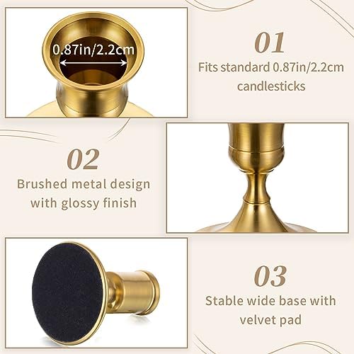 Sziqiqi Gold Candlestick Candle Holders, Set of 2