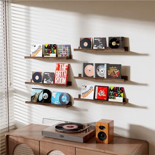Wall Shelves for Living Room, Nursery Book Shelves Smoke Gray Bathroom Shelves Over Toilet Floating Shelves for Wall, Modern Wood Storage for Bedroom, Kid's Room, Kitchen, 36inch, Set of 6