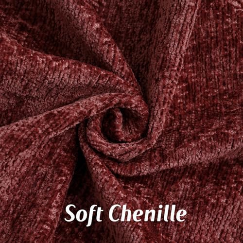 FUTEI Pack of 2 Chenille Soft Throw Pillow Covers 22x22 Inch, Burgundy