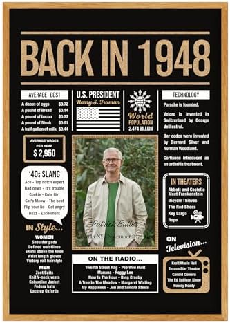 Hexadecor Personalized 77th Birthday Party Decorations Men, Women, Him, Her - Custom Gifts Idea For 77 Years Old, Back In The Year You Born Newspaper For 77th Birthday Poster No Frame Black Gold