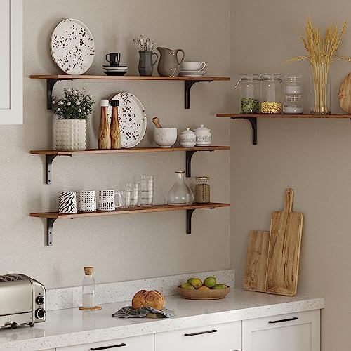 DINZI LVJ Long Wall Shelves, 47.3Inch Wooden Wall Mounted Shelves, Set of 2