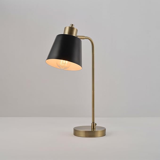 Globe Electric 18" Matte Brass Desk Lamp with Matte Black Metal Shade