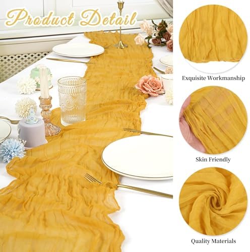20 Pack Cheesecloth Table Runner 17 x 108 Inch, Gold