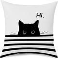 Fokongna Hi Cute Black Cat PatternPillow Covers for Couch Home Bedroom Living Room 18 x 18 Inch Pillow Covers