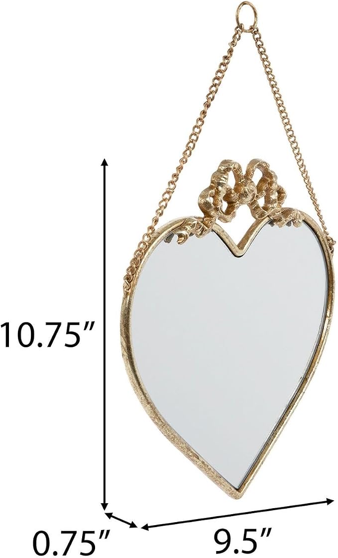 Hobby Lobby Gold Heart Decorative Hanging Wall Mirror | Metal Frame with Chain, Hanging Mirrors for Home Decor
