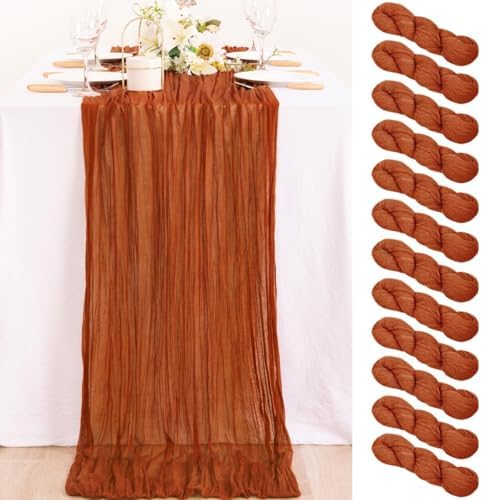 12 Pack Cheesecloth Terracotta Table Runner 10ft Rustic Gauze Decor