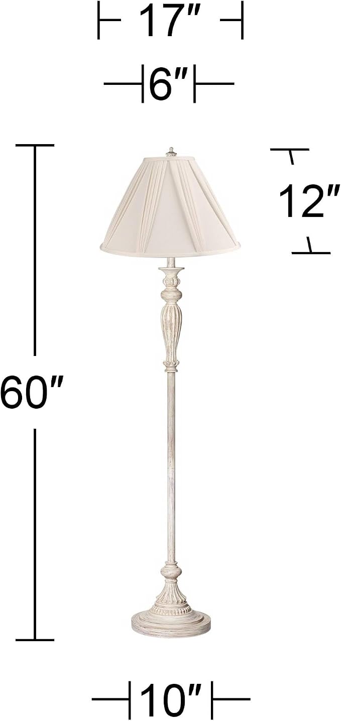 360 Lighting 60" Tall Traditional Ivory Pleat and Antique White Floor Lamp