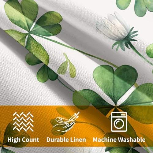 Saint Patrick Day Throw Pillow Covers Lucky Clover Shamrocks Daisy Floral Pillowcase 16x16in Set of 2 Spring St. Patrick's Day Holiday Decorative Cotton-Linen Square Cushion Cases for Home Couch Bed