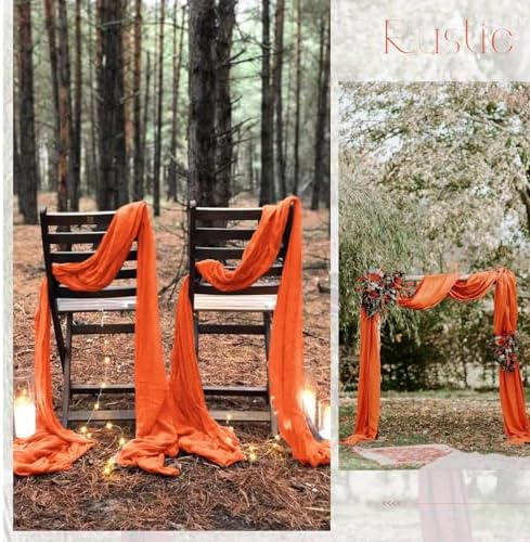 30 Pack Orange Table Runner 10Ft Cheesecloth Table Runner Boho Gauze Cheese Cloth Table Runners Romantic Long Sheer Fabric Burnt Orange Table Runners for Wedding Party Bridal Shower