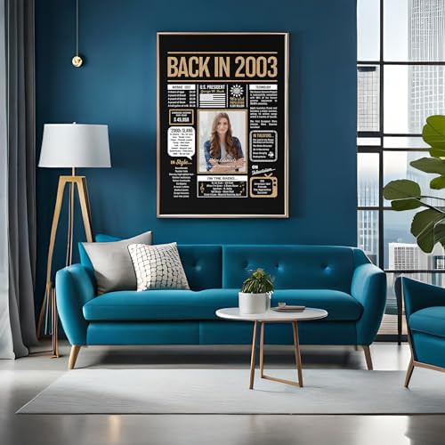 Personalized 22nd Birthday Party Decorations Men, Women, Him, Her - Custom Gifts Idea For 22 Years Old, Back In The Year You Born Newspaper For 22nd Birthday Poster No Frame Black Gold