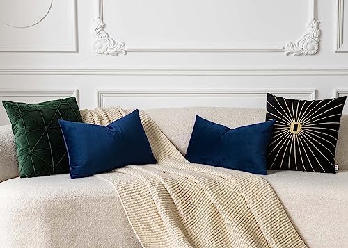 JUSPURBET 28x28 Euro Velvet Throw Pillow Covers Set of 2,Navy Blue