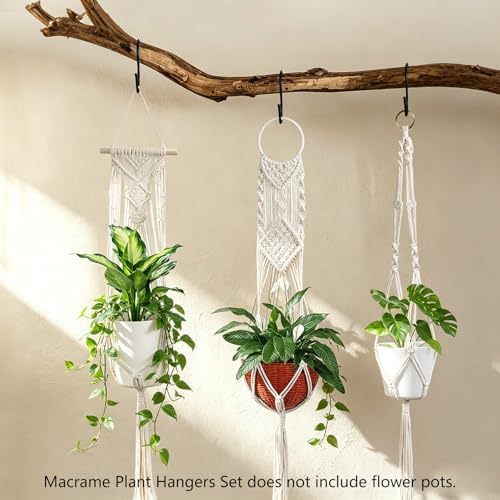 Laerjin 6 Pack Macrame Plant Hangers, Hanging Planters for Indoor Plants