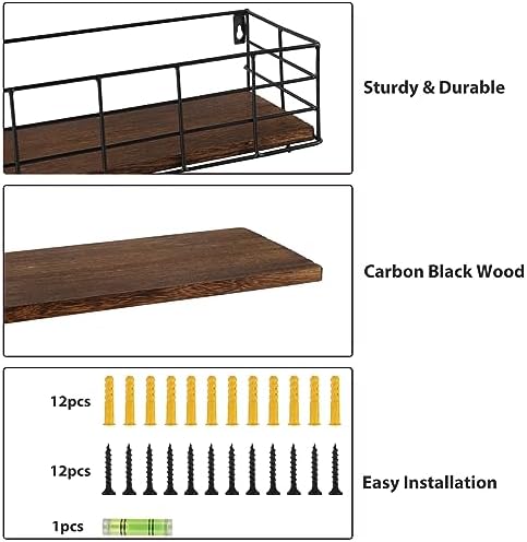 Fixwal Wire Frame Floating Shelves for Wall 5 Different Sizes Carbon Black