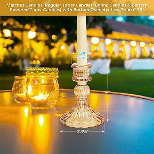 DARJEN Candlestick Holders Set, 4" H Taper Candle Holders Bulk, 12Pcs Gold Glass Candle Holders for Wedding, Festival, Party & Windowsill Decor