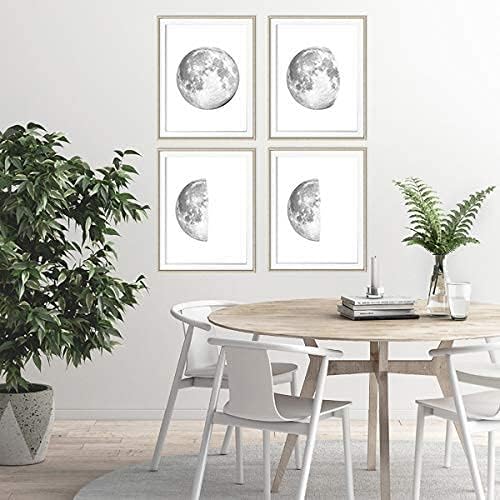Moon Phases Art Prints (Set of 4) - Unframed - 11x14s | Celestial Wall Decor for Astronomy Enthusiasts | Enhance Your Home with the Mystique of the Moon's Phases | Home Decor | Wall Decor