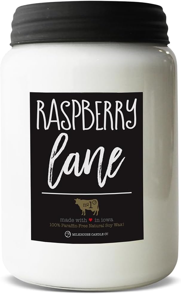 Milkhouse Raspberry Lane Soy Candle, 26 oz Farmhouse Jar, 150+ Hr Burn