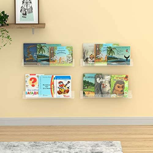 NIUBEE 24" Acrylic Floating Nursery Kids Bookshelf Wall Shelf 4 Packs