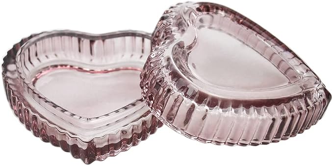 Gaolinci Crystal Glass Heart-Shaped Storage Box Embossed Jewelry Box Candy Box with Lid - Short