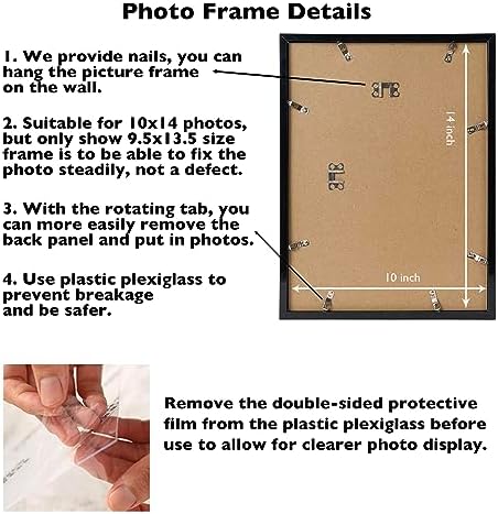 JCJMY 10x14 Picture Frame Set of 6 Black for 30 x 40cm Diamond Painting Art, Wall Mounting Horizontally or Vertically, 10 x 14 Wall Gallery Poster Photo Frame with Durable Shatter Resistant