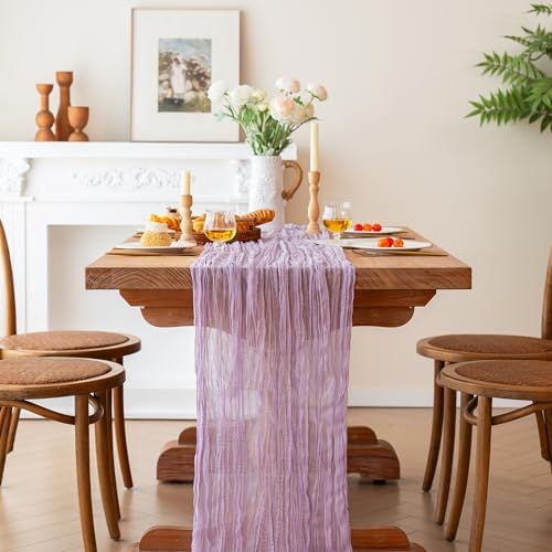 FEXIA Lilac Cheesecloth Table Runner Wedding Baby Shower Home Boho Decor